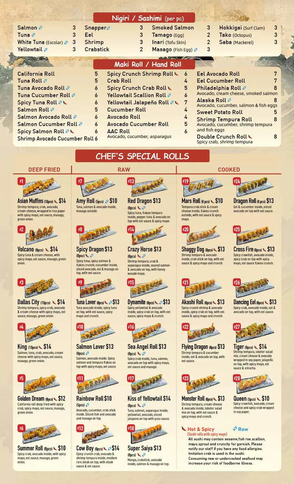 Menu - Akashi Sushi ALL YOU CAN EAT